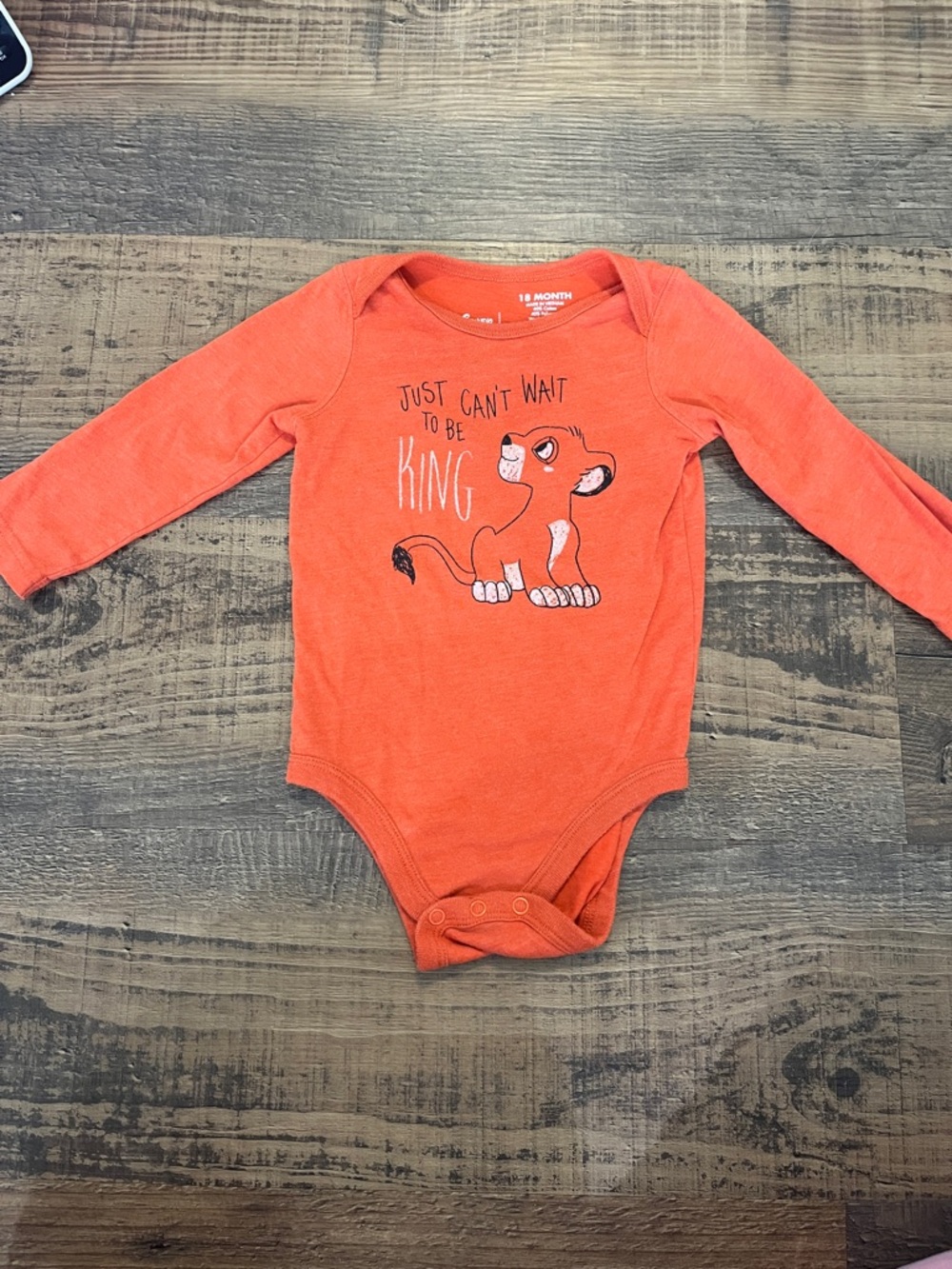 Disney Orange Long-Sleeve Bodysuit with Simba Graphic